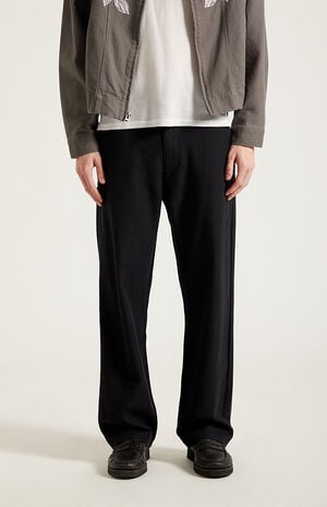 Black Straight Leg Linen Pants image number 2
