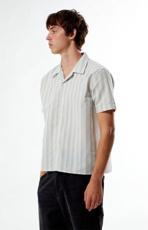 Gray Striped Linen Camp Shirt image number 3