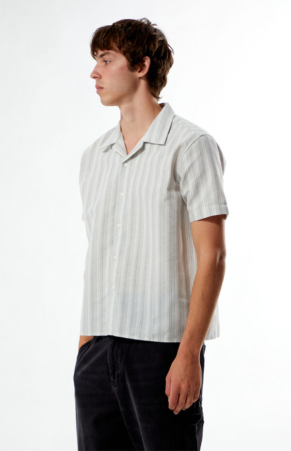 Pacsun Gray Striped Linen Camp Shirt
