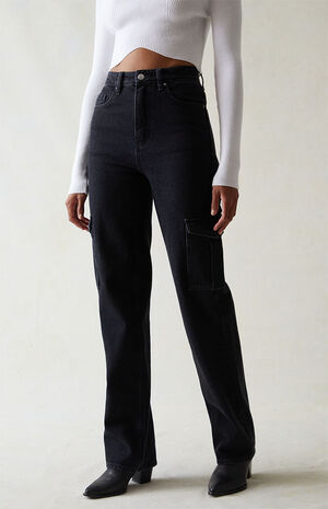 Black '90s Boyfriend Cargo Jeans image number 2