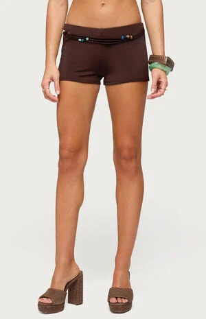 Janya Strappy Bead Belted Micro Shorts image number 1