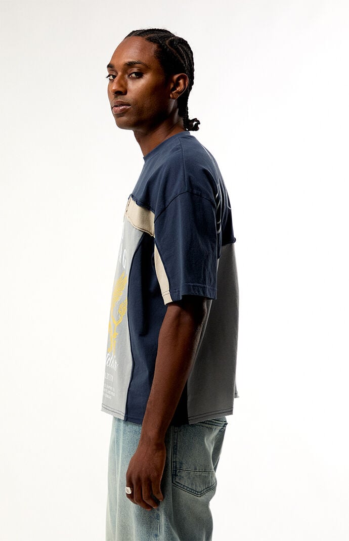 Pacsun Blue Montclair Cropped Color Block T-Shirt