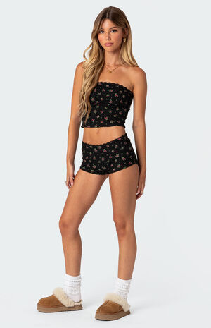 Aislinn Printed Waffle Tube Top image number 2
