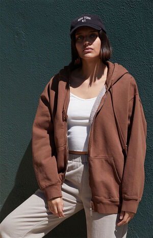 Brown Malibu Full Zip Hoodie image number 1