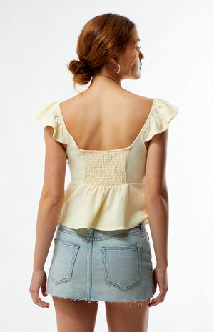 Keyhole Linen Babydoll Top image number 4