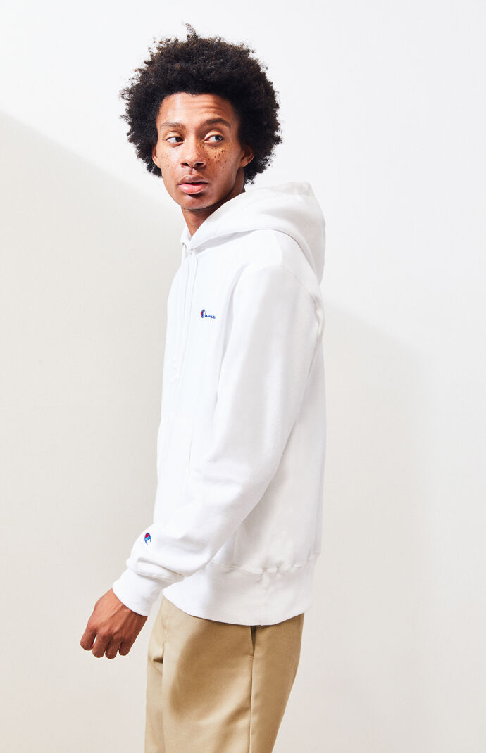 Script Embroidered Reverse Weave Pullover Hoodie