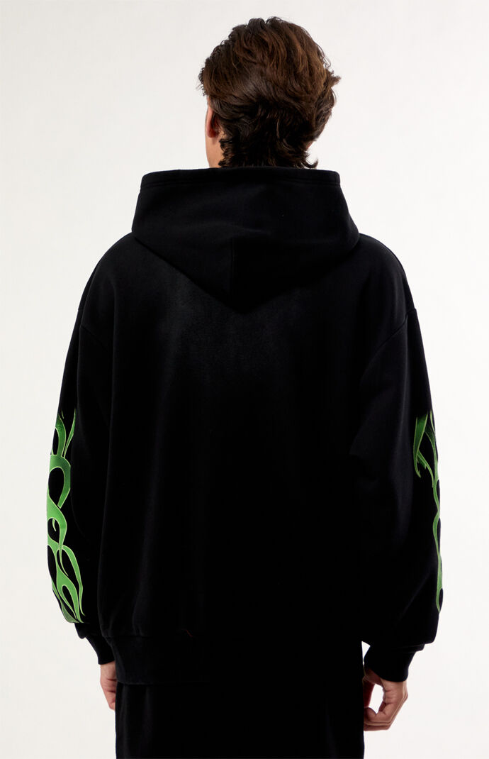 Von Dutch Green Flame Zip Up Hoodie | Pacsun