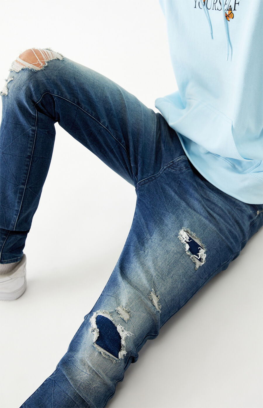 PacSun Dark Ripped Stacked Skinny Jeans PacSun