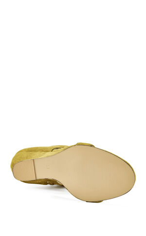 Women's Kyvelisa Mustard Slouchy Faux Suede Wedge Sandals image number 5