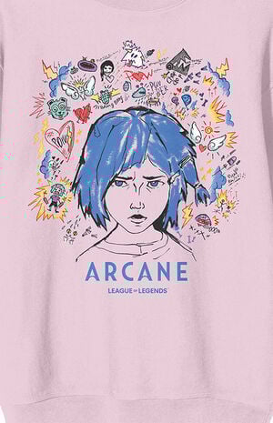 Arcane League Of Legends Powder Doodle Art Crew Neck Sweatshirt image number 2