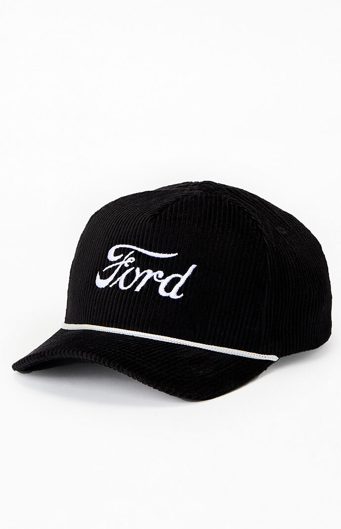 FORD Black Script Corduroy Snapback Hat