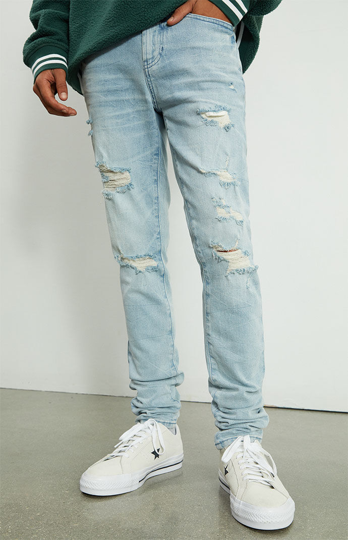 Light Ripped Stacked Skinny Jeans
