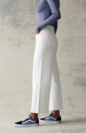 Eco White Cropped Wide Leg Jeans image number 3