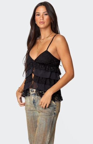 Lacey Split Front Ruffle image number 3