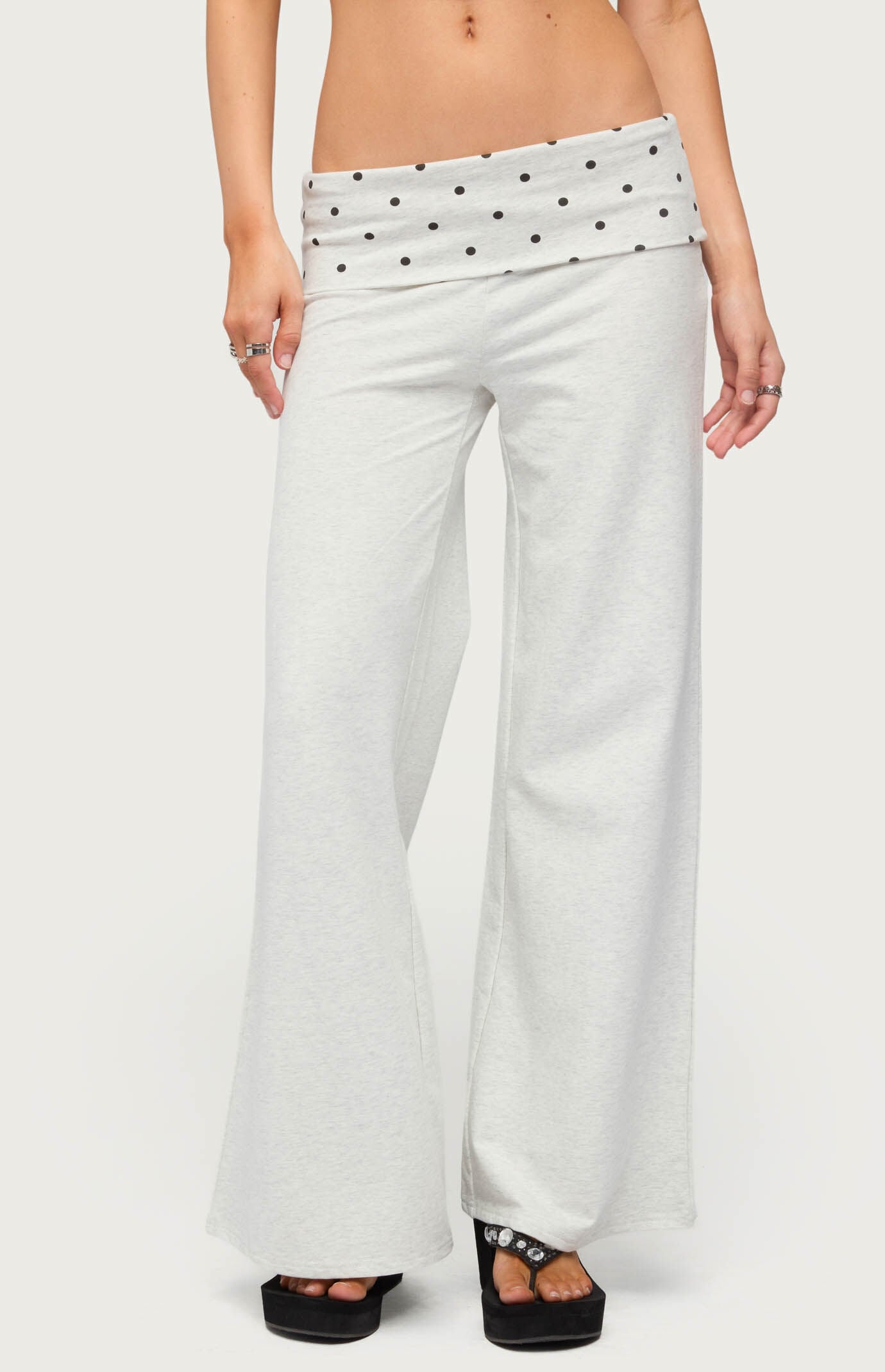 Edikted Petite Reeva Polka Dot Foldover Pants