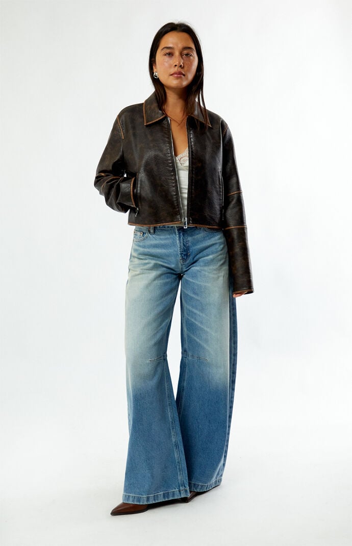 Pacsun Faux Leather Cropped Biker Jacket