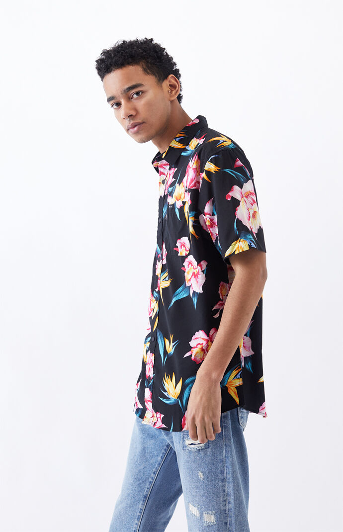 Akora Floral Short Sleeve Button Up Shirt