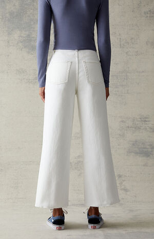 Eco White Cropped Wide Leg Jeans image number 4