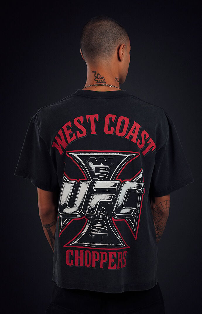 West Coast Choppers Men's X Ufc Black Core Logo T-shirt In Washed Black