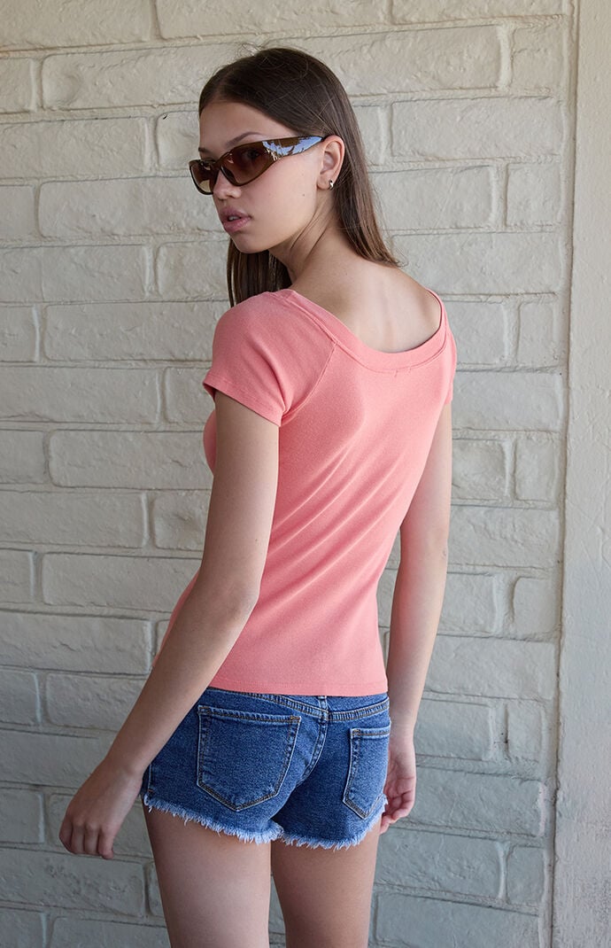 John Galt Coral Ginny Off-The-Shoulder Top