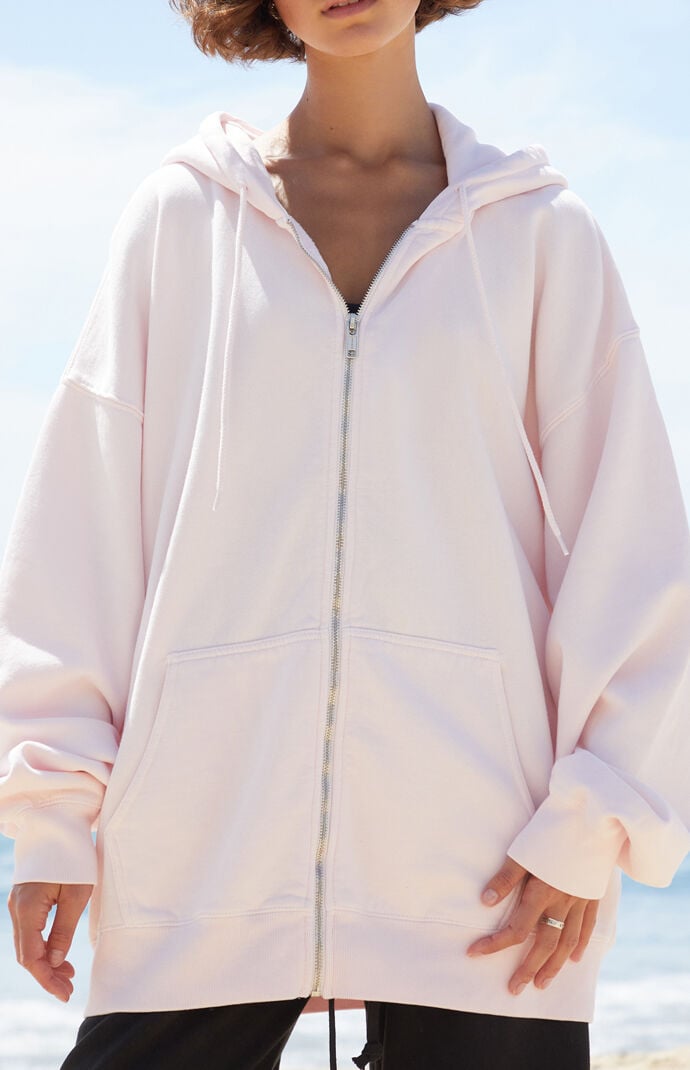 John Galt Pink Christy Full Zip Oversized Hoodie