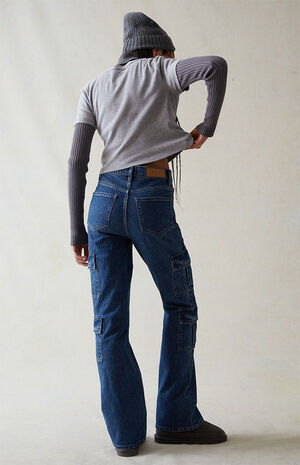 Eco Stretch Dark Indigo High Waisted Bootcut Jeans image number 4