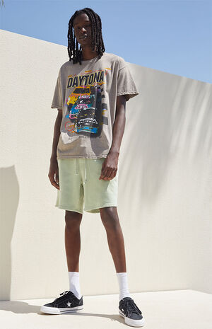 Green Fleece Garment Dyed Sweat Shorts image number 2