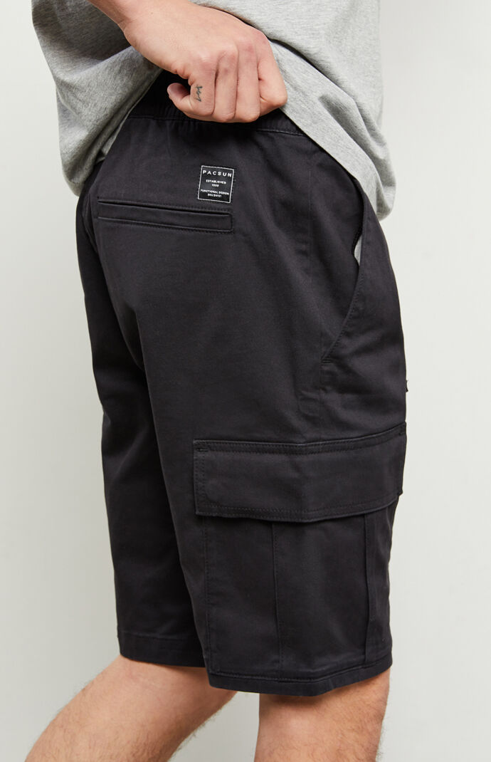 Black Slim Cargo Shorts