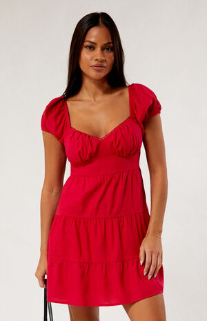 Dainty Trim Tie Back Mini Dress image number 4