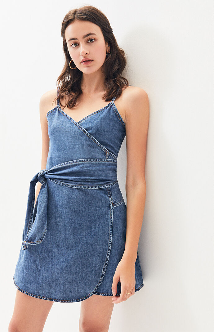 billabong denim wrap dress