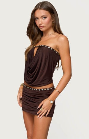 Giana Iridescent Strapless Cowl Neck Top image number 2