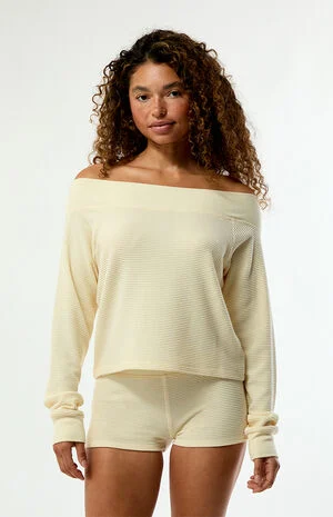 Active Aspen Waffle Knit Off-The-Shoulder Top image number 2