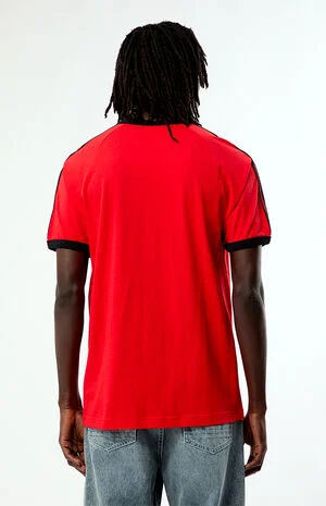Red Three Stripes Ringer T-Shirt image number 4