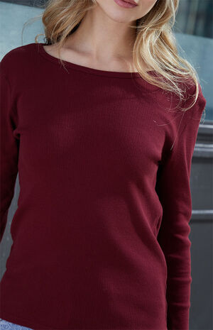 Burgundy Leah Long Sleeve Top image number 3
