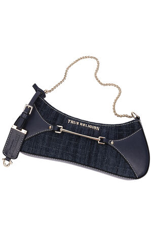 Top Zip Dark Denim Shoulder Bag image number 8