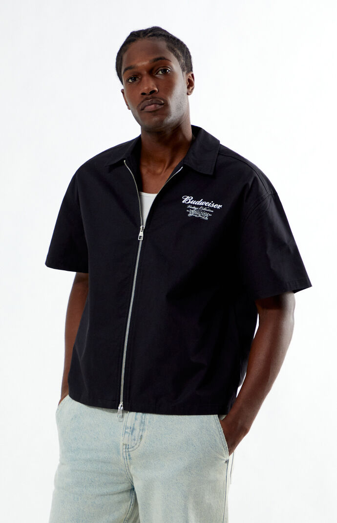 Budweiser By PacSun Eagle Zip Up Woven Shirt | Pacsun