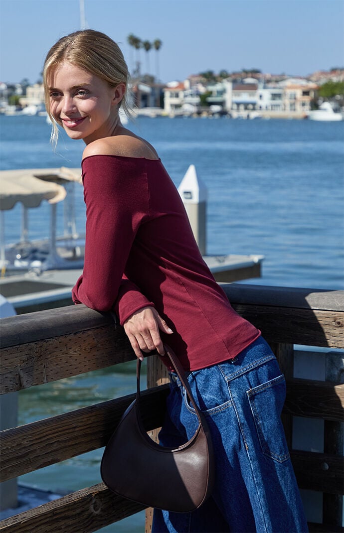John Galt Burgundy Bonnie Long Sleeve Top