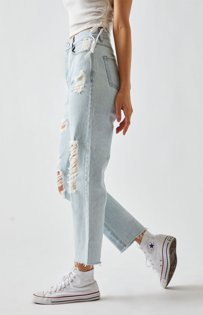 light blue high waisted pants