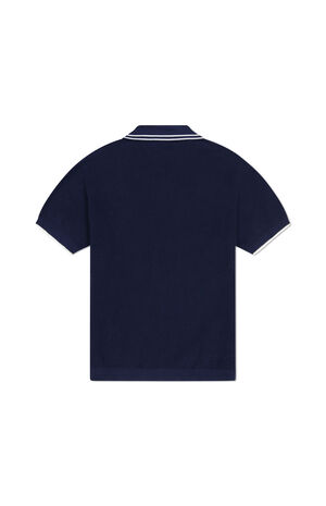 Dark Blue Polo Collar Cardigan Shirt image number 2