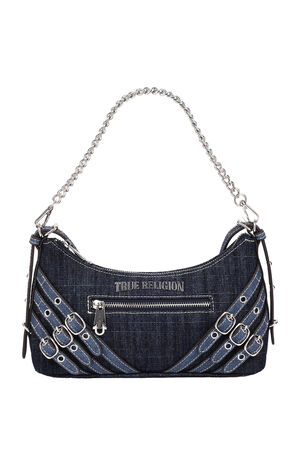 Triple Straps Dark Denim Shoulder Bag image number 7