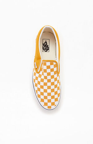 Classic Checkerboard White & Yellow Slip-On Shoes image number 5