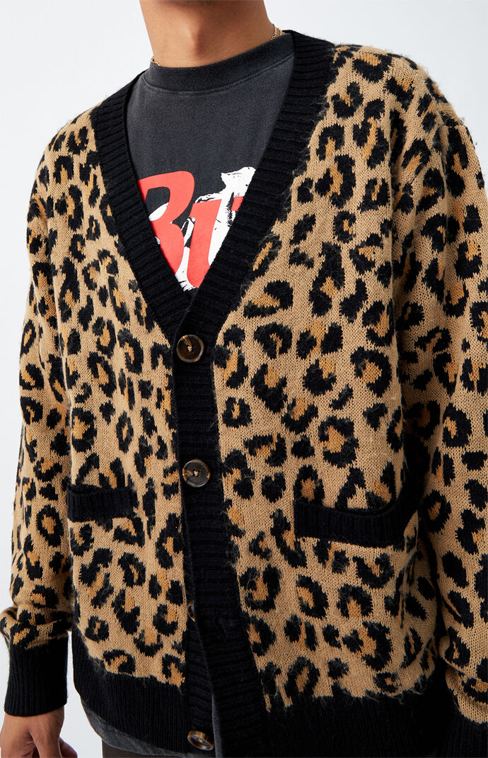 mens leopard print cardigan