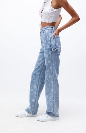 Tonal Flower&nbsp;Boyfriend Carpenter Pants image number 4