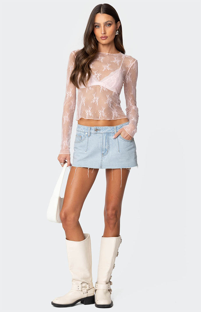 Edikted Lise Sheer Lace Top | PacSun