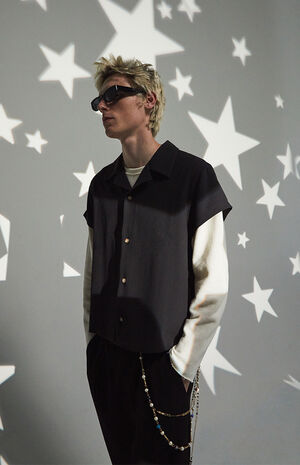 Cream Basic Waffle Knit Long Sleeve Shirt&nbsp; image number 1