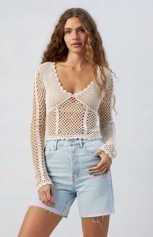 Light Indigo Raw Hem Dad Jorts image number 1