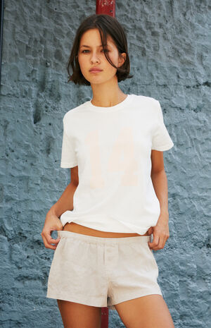 Cream Aimee Linen Boxer Shorts image number 1