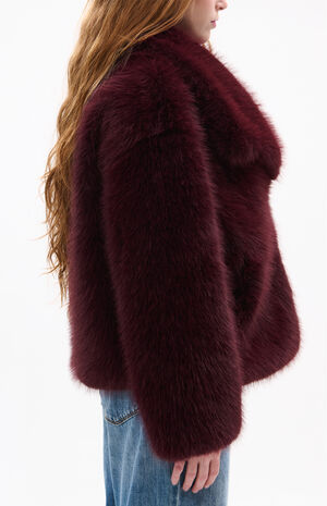 Regina Burgundy Faux Fur Coat image number 2