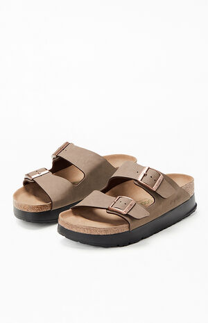 Women's Arizona Vegan Leather Platform Sandals Mocha image number 2