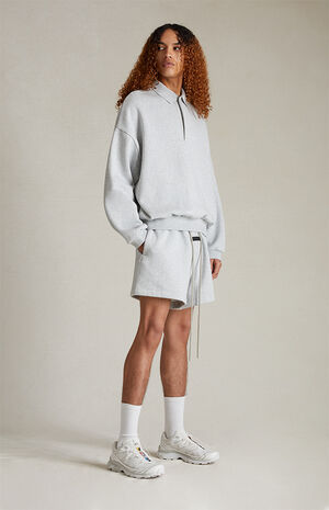 Light Heather Grey Fleece Running Shorts image number 2